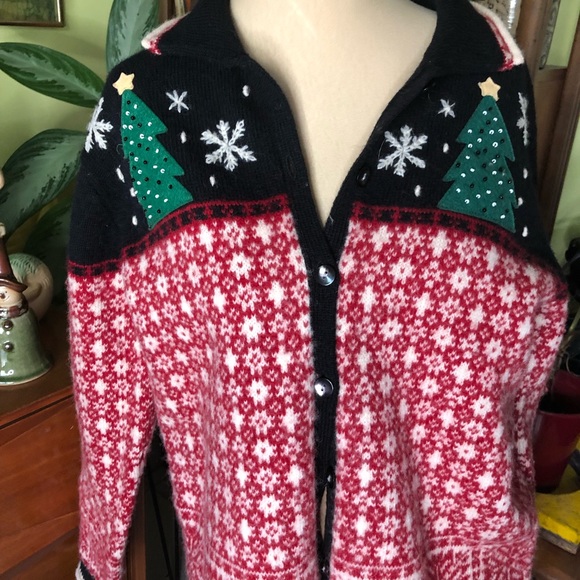 Talbots Christmas Sweater Shetland Wool - Picture 1 of 5